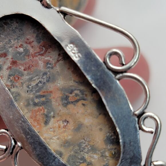 Leopard Skin Jasper Sterling Silver Necklace - Unique 22-Inch Earth Tone - Picture 8 of 8